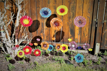 Fusing Glasblume auf Edelstahlstab